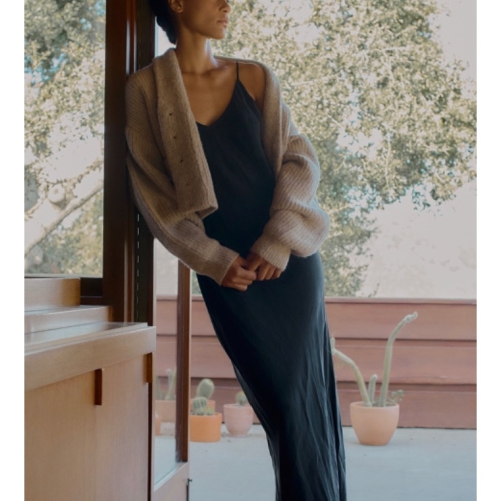 OZMA Anaise Slip Dress — Black Cupro (S)